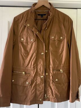 Tommy Hilfiger Women's Tan Utility Jacket with Gold Hardware, size L